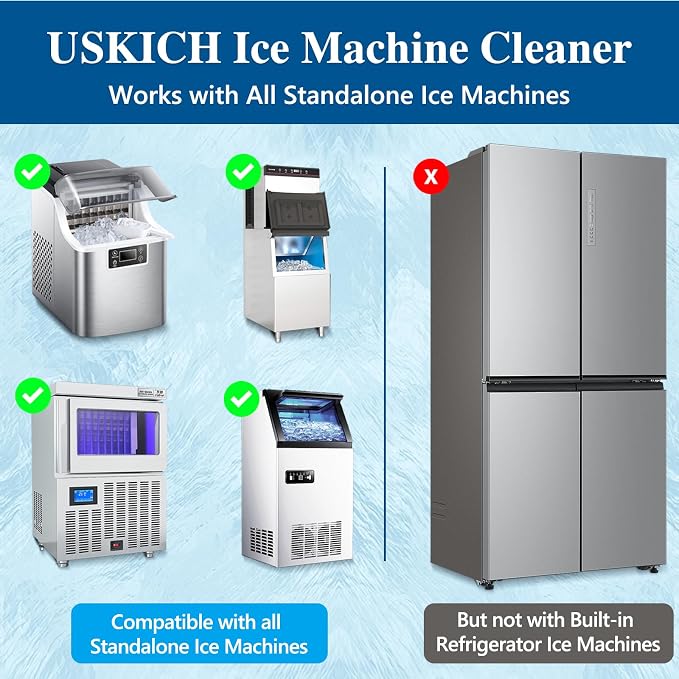 USKICH Ice Machine Cleaner Descaler Tablets-12 Pack Ice Maker Cleaner Compatible with Frigidaire, Opal, GE Profile, Kitchenaid, Nickel Safe Scale Remover for Countertop, Nugget Ice Makers