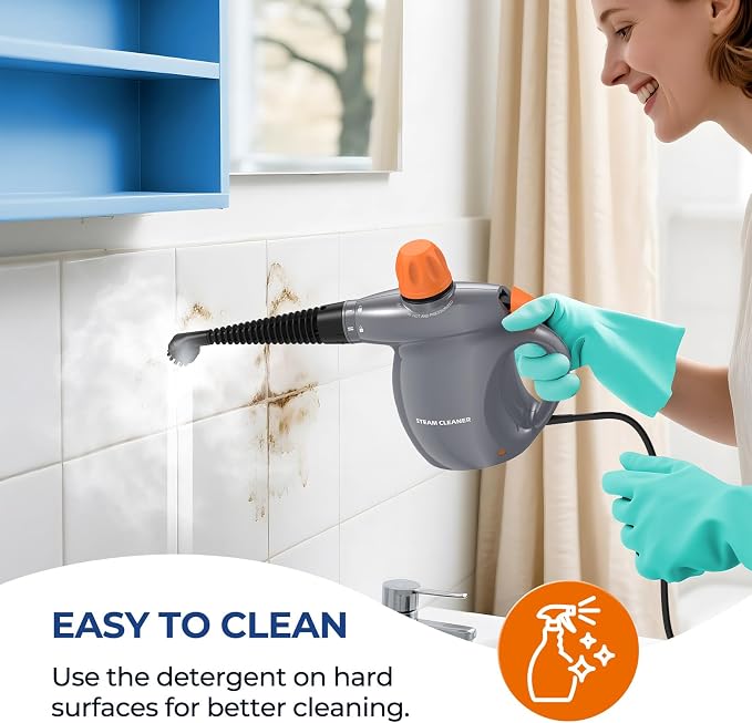 Pressurized Handheld Steam Cleaner, 13Pcs Portable Deep Cleaning Steamer | Natural Deep Cleaning, Multi-Purpose for Home, Grout, Kitchen, Car, Window, Upholstery, Bathroom and Clothes
