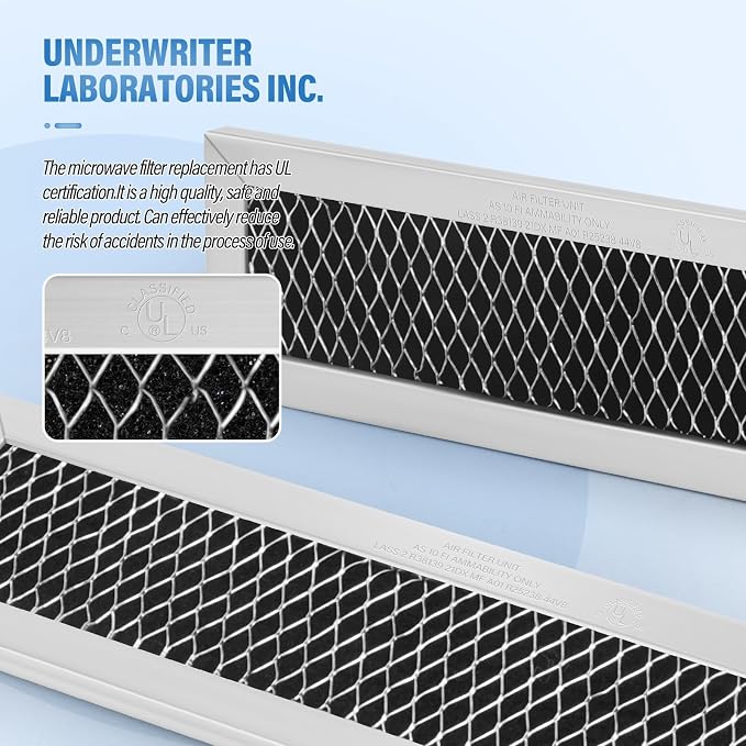 8Pcs Microwave Charcoal Filter Replacement for GE JX81L WB02X11550, Microwave Filter Replacement 10" x 2.375" Air Carbon Filter