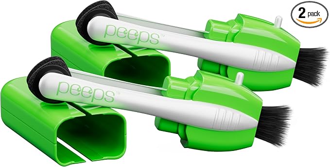 Peeps Glasses Cleaner - for Eyeglasses, Reading Glasses, and More - Lens Cleaner with Carbon Microfiber Tech-Injected Green-2 Count (Pack of 1)