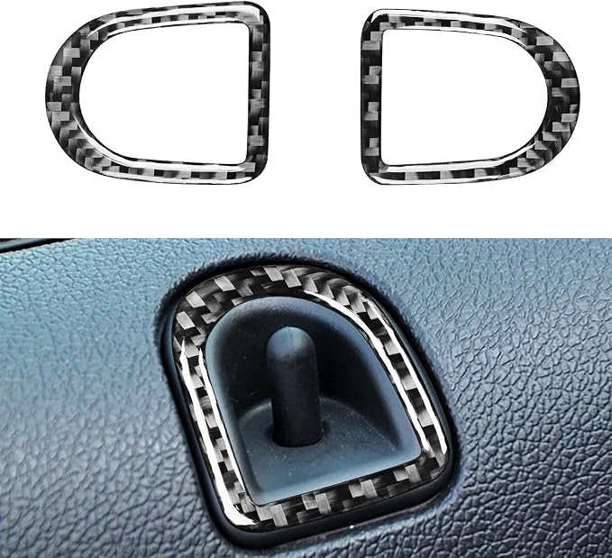 Real Carbon Fiber Trim for Ford Mustang GT Shelby Accessories | for 2005 2006 2007 2008 2009，Inner Door Lock Pin Knob Cover，Thick Overlay Sticker Decal