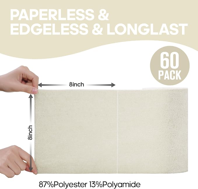Fantasticlean Microfiber Cleaning Cloth Roll 4 Rolls 240 Pack, Tear Away Paperless Towels, 8" x 8", Reusable Washable Rags, House Kitchen, Pet, Office, Indoor Outdoor, Compact and Portable (Off-White)