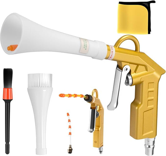 GOCCIDA Air Blow Gun Car Detailing Interior Car Cleaning Gun Car Dryer | Air Blower for Car Detailing Air Gun Car Dust Cleaner Air Compressor Blower Gun with Nozzle and Auto Detailing Dusting Brush