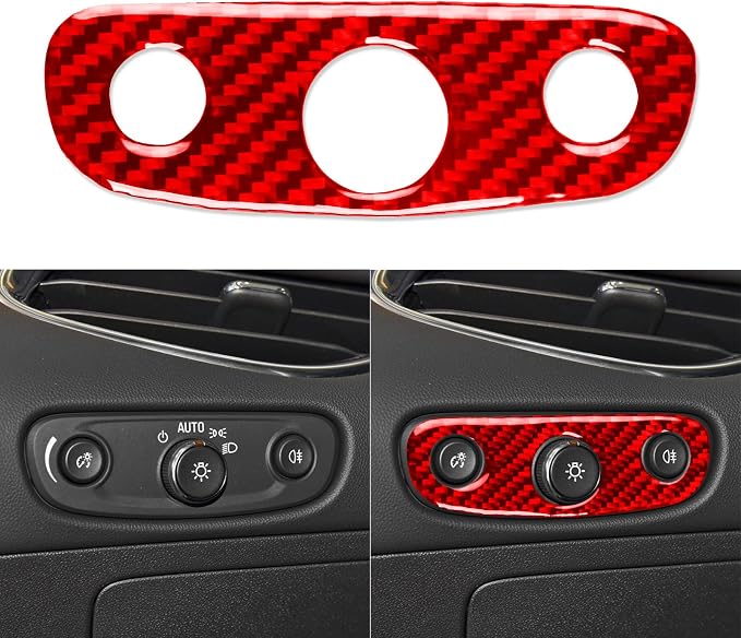 Real Carbon Fiber Trim for Chevy Malibu 9th Gen Accessories | for 2016-2024 Headlight Switch Control Panel Frame Sticker Interior Thick Overlay Decal
