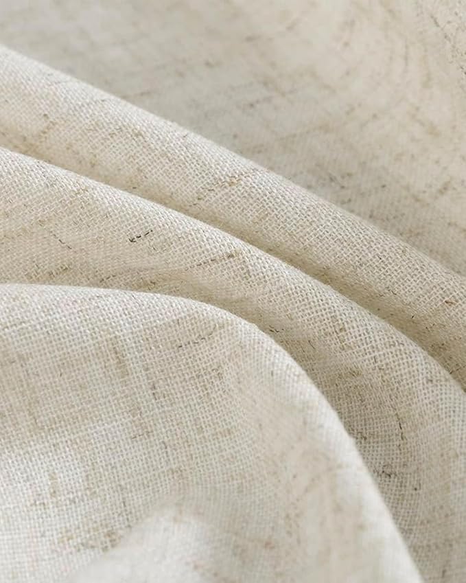 jinchan Rustic Linen Rod Pocket Tier Curtains, 26x24, 2 Panels, Natural | Light filtering, cafe curtains, machine washable, farmhouse, kitchen, bathrooms, laundry, small window, over sink