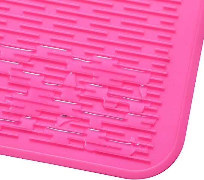 MicoYang Silicone Dish Drying Mat for Multiple Usage,Easy clean,Eco-friendly,Heat-resistant Silicone Mat for Kitchen Counter or Sink,Refrigerator or Drawer Liner Rose 3XL 28 inches x 18 inches