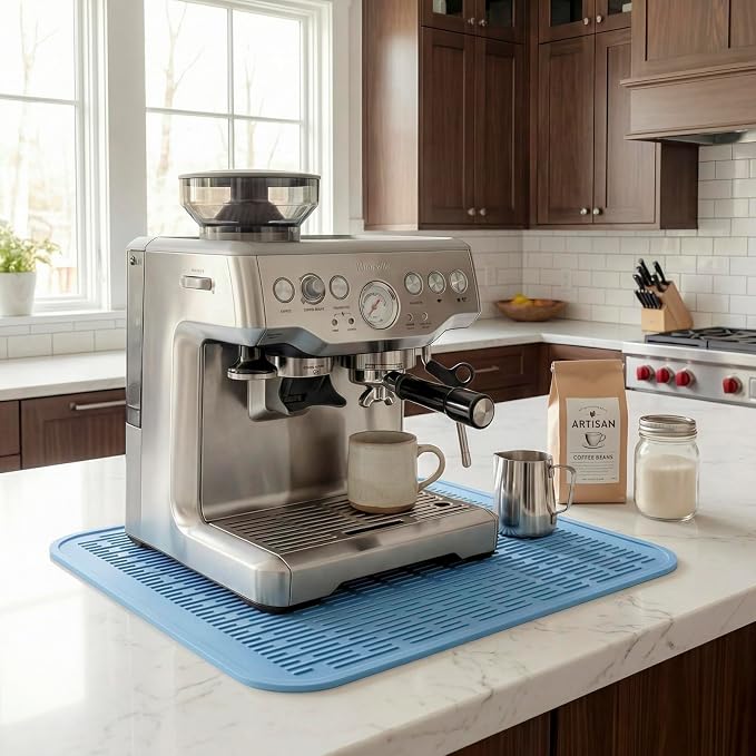 MicoYang Silicone Dish Drying Mat for Multiple Usage,Easy clean,Eco-friendly,Heat-resistant Silicone Mat for Kitchen Counter or Sink,Refrigerator or Drawer Liner Light Blue XL 18 inches x 16 inches