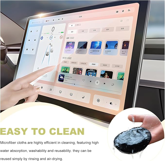 Car Screen Cleaner, 4.13"×4.13" Square Auto Touch Screen Cleaner Microfiber Cleaning Pad, Scratch-Free Microfiber Cleaning Wipe for Vehicle Dashboard LCD Display Laptop