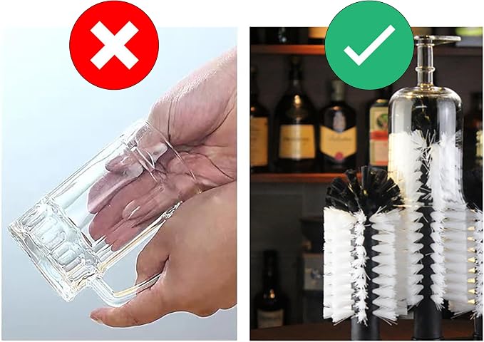 Yesland Water Bottle Cleaning Brush with Suction Base, 3 Head Removable Nylon Bristle Glass Cup Washer Brush Cleaner for Long Leg Cup, Beer Cup, Red Wine Glass, Bar, Kitchen, Sink, Home Tools