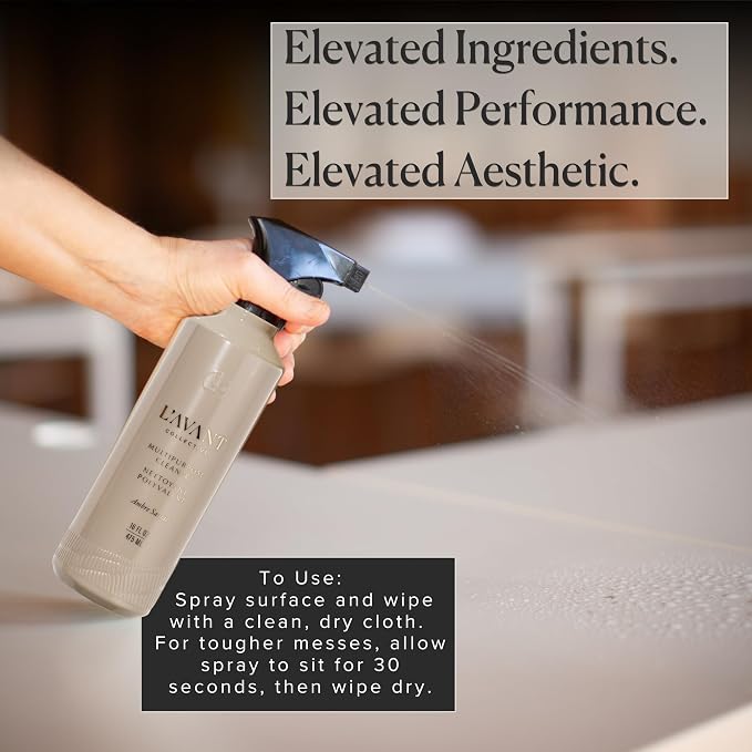 L'AVANT Collective Luxury Multipurpose Surface Cleaner | All Purpose Cleaning Spray, Plant-Based & Non-Toxic, EPA Safer Choice, Refillable recycled plastic bottle | 16 Fl Oz | Ambre Santal