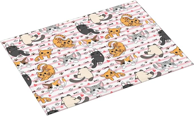 Cute Cat Dish Drying Mat for Kitchen Counter Cute Kitchen Dish Mat Microfiber Kitchen Countertop Absorbent Reversible Drainer Rack Pad