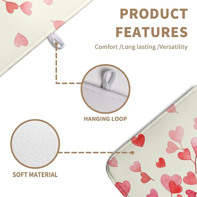 Happy Valentines Day Dish Drying Mat Valentine Drying Matt Kitchen Counter Love Heart Dish Dry Mats 18x24 Inch Large Absorbent Kitchen Decor Under Coffee Maker