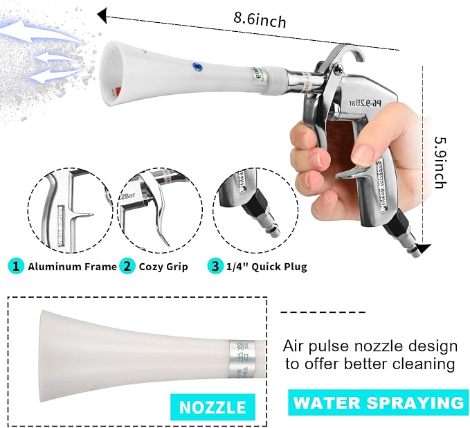 GOCCIDA Tornado Dry Cleaning Gun Interior Air Blow Gun for Car Detailing | Car Detailing Kit Interior Cleaner,Car Detailing Tools for Car Quickly Blasts Dirt and Dust with Nozzle and Dusting Brush