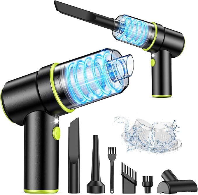 KMM Handheld Car Vacuum Cleaner, 9000PA Vacuum & Air Duster | 120W High Power, Portable Cordless, Rechargeable, Multi-Nozzles & LED Light for Home, Car, Office