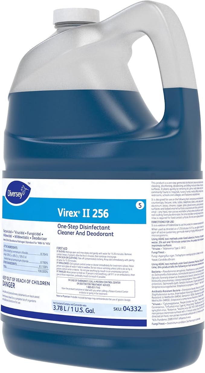 VIREX Diversey II 256 Disinfectant Cleaner Conc, 1 gal, 4 Pk