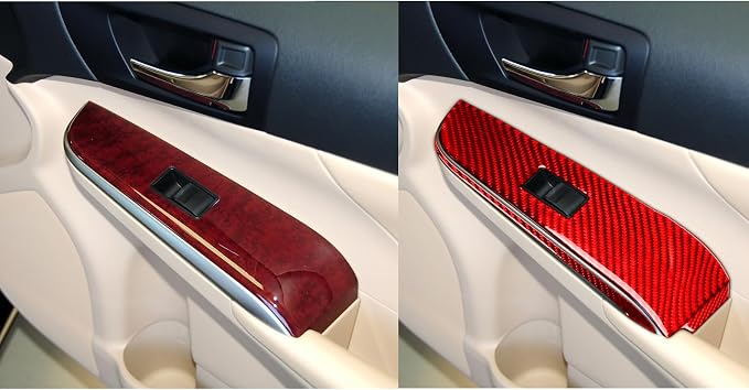 Real Carbon Fiber Trim for Toyota Camry Accessories | for 2012 2013 2014 Rear Door Lift Control Window Power Switch Button Panel Interior Thick Overlay Decal