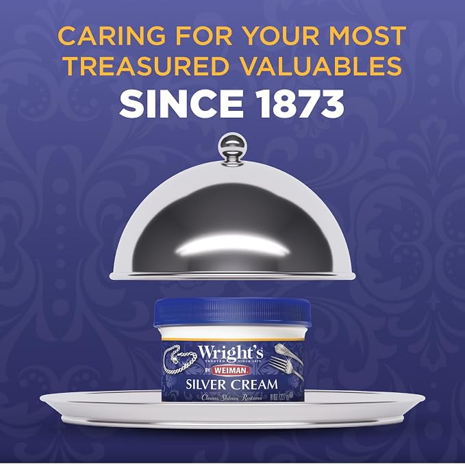 Wright's by Weiman Silver Cleaner and Polish Cream - Gently Clean and Remove Tarnish without Scratching, Ammonia-Free, 8 Ounce, 2 Pack with Polishing Cloth