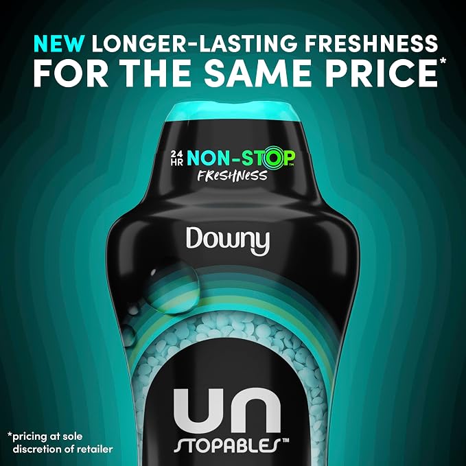 Downy Unstopables In Wash Scent Booster Beads, Fresh Scent, 24 oz, Laundry Beads for odor Protection, Downy Scent Booster Beads, Laundry Scent Boosters (Pack of 2)