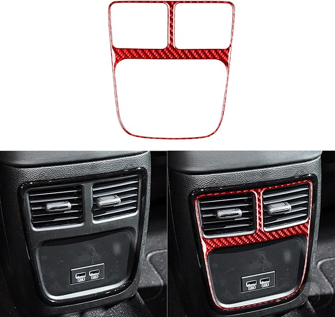 Rear Vent Inner Frame Fit for Dodge Charger/Chrysler 300 2011-2023 | Real Carbon Fiber | Accessories | Rear Vent Inner Frame Trim Sticker | Thick Overlay | Self-adhesive | Red