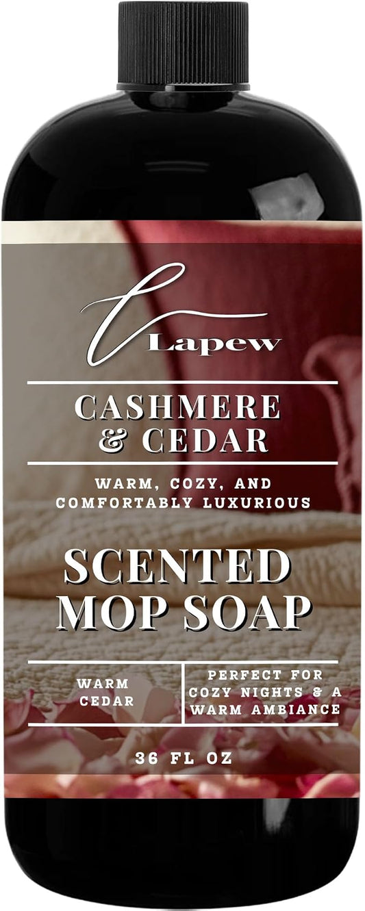 Lapew Cashmere Cedar Scented Mop Soap - Luxury Floor Cleaner Concentrate for Mopping Tile, Laminate, Vinyl & Hardwood | Streak-Free, Low-Foam | 36 oz