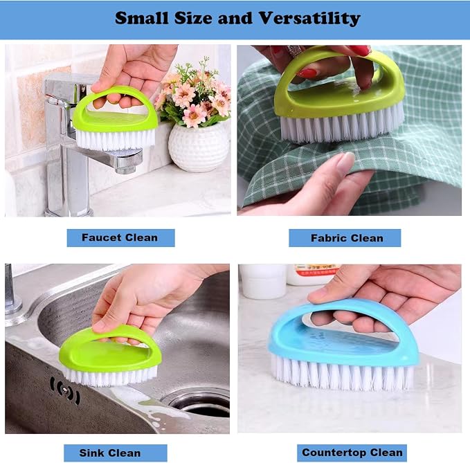 Scrubbing Brushes for Cleaning Small Scrub Brush with Nylon Stiff Bristles | 2 Pack Heavy-Duty Scrubber Cleaner Brush Multi-Purpose Cleaning Brush for Bathroom,Showe,Sink,Kitchen,Bathtub,Floor -Compact