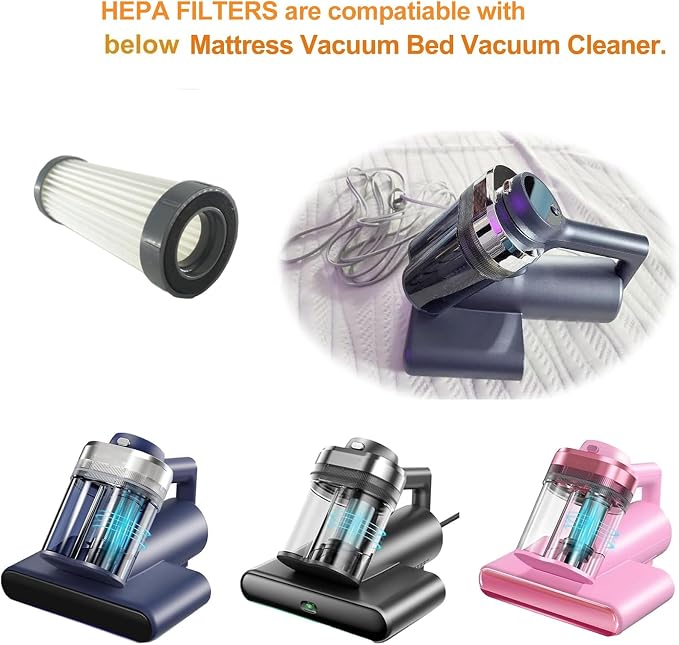 3Pack Hepa Filters Replacement Compatible with Teant and Trucozie T556 Mattress Vacuum Cleaner. Washable Filters Works with Teant Blue, Gray Upgrade and Pink Bed Vacuum Cleaner.