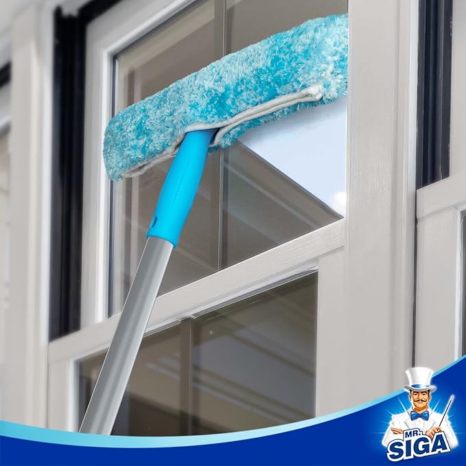MR.SIGA Window Squeegee Extension Pole, 4 Pieces Aluminum Pole, 54.3 inch | Compatible with MR.SIGA professional window squeegee & microfiber windowscrubber