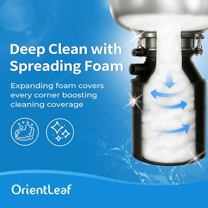 ORIENTLEAF Garbage Disposal Cleaner and Deodorizer Tablets 20g 1 Year Supply Sink Cleaner, Prevents Odors, Natural Kitchen Drain Cleaning Care 12 Pack