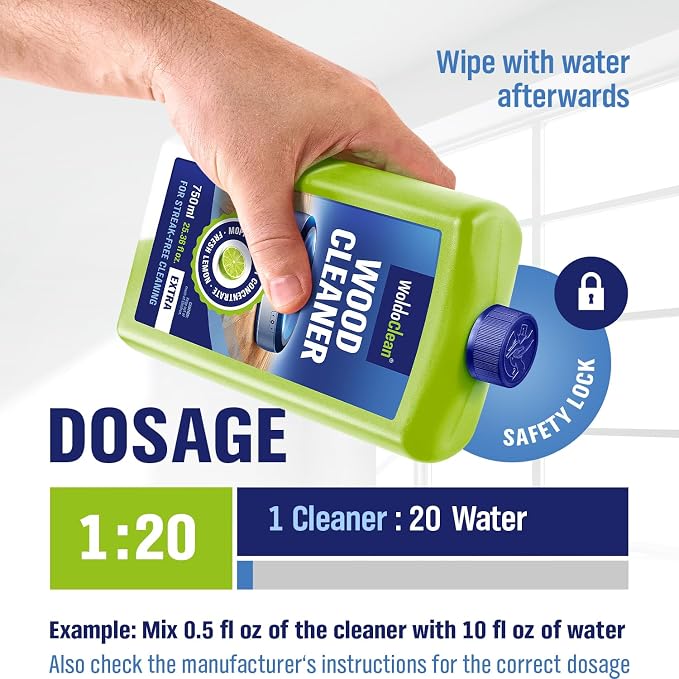 WoldoClean Wood Floor Cleaner for Robot Mops 25.36 fl.oz - pH-Neutral & Streak-Free, Compatible with Roborock, Dreame, Roomba, Tineco, Hardwood & Laminate Concentrate