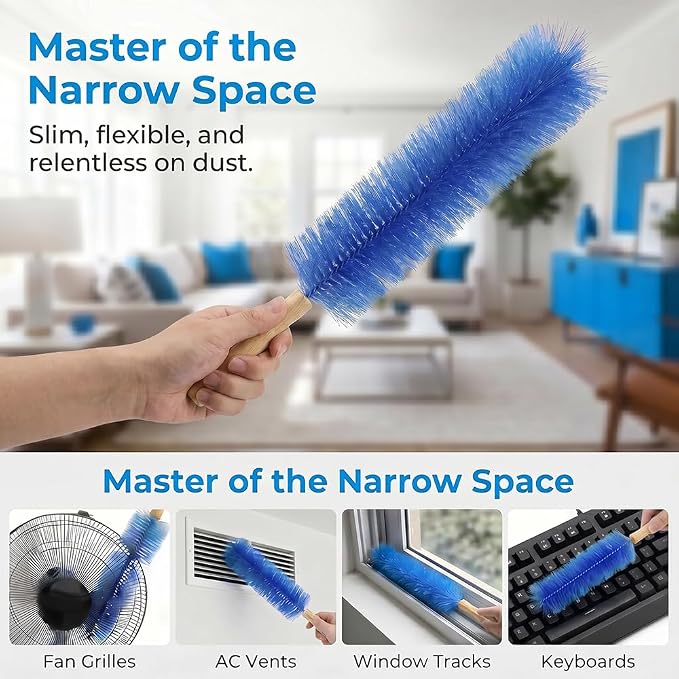 Fan Cleaning Brush, 2026 New Bendable Microfiber Head Dusting Brushes, Reusable Fan Cleaner Brush Dust Remover for Electric Fans, Air Conditioning, Car Vents and Blind，Grey：43cm