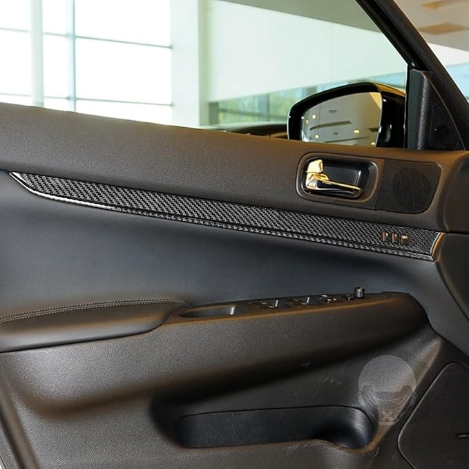 Real Carbon Fiber Trim for Infiniti Accessories | for G35 G37 G25 Q60 Q40 2007-2015 X S Door Inner Panel Interior Thick Overlay Decal - B