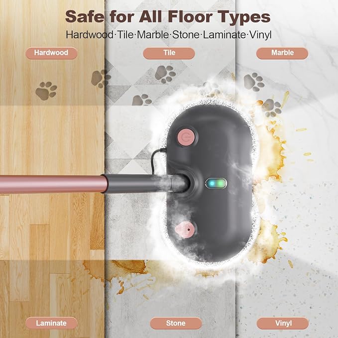 Scrub & Steam Mop with Rotating Mop Pads, Scrubbing and Sanitizing Floor Cleaner, XL Water Tank, 23FT Cord, LED Headlights, Reusable Pads & Self-Standing for Hard Floor/Laminate/Marble