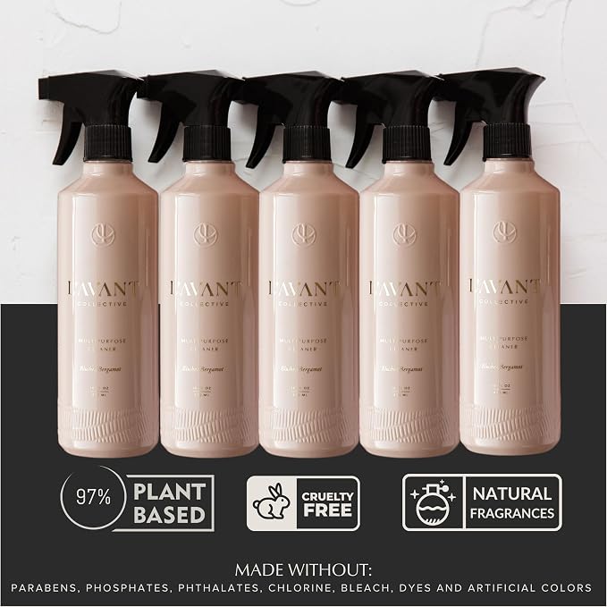 L'AVANT Collective Luxury Multipurpose Surface Cleaner | All Purpose Cleaning Spray, Plant-Based & Non-Toxic, EPA Safer Choice, Refillable recycled plastic bottle | 16 Fl Oz | Blushed Bergamot