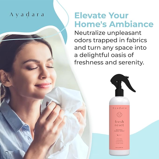 Ayadara Natural Fabric Spray, Lavender Room Spray Air Freshener, Odor Eliminator Mist, Aromatherapy Home Fragrance, Lavender Linen Spray for Bedding, Pillow, Sheet, Blanket and Clothing, 2000+ Sprays