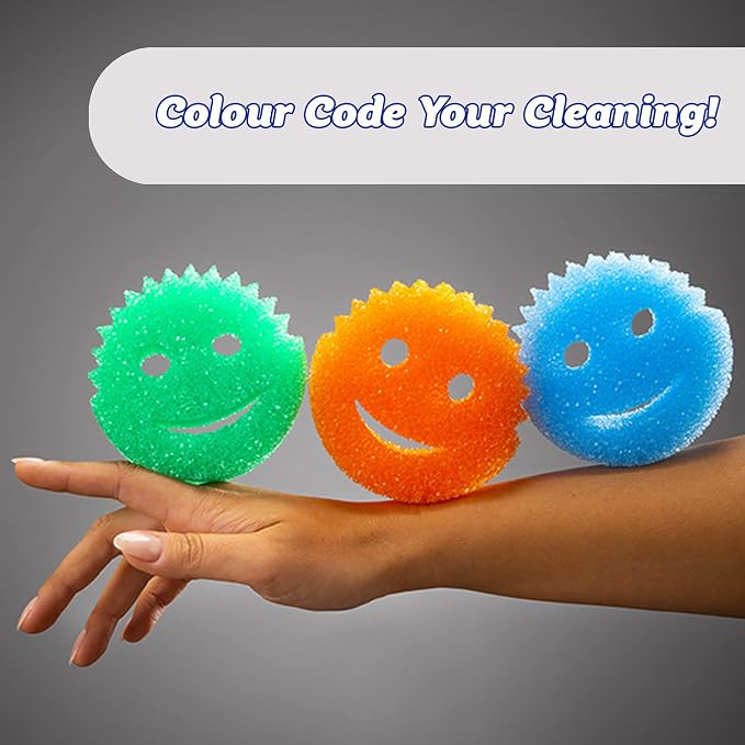 Scrub Daddy Colors Kitchen Sponges, Dish Sponges for Washing Up, Texture Changing Washing Up Sponge, Non Scratch Dish Scrubber, Odour Resistant Bathroom Cleaning Products, Dishwasher Safe, Pack of 2