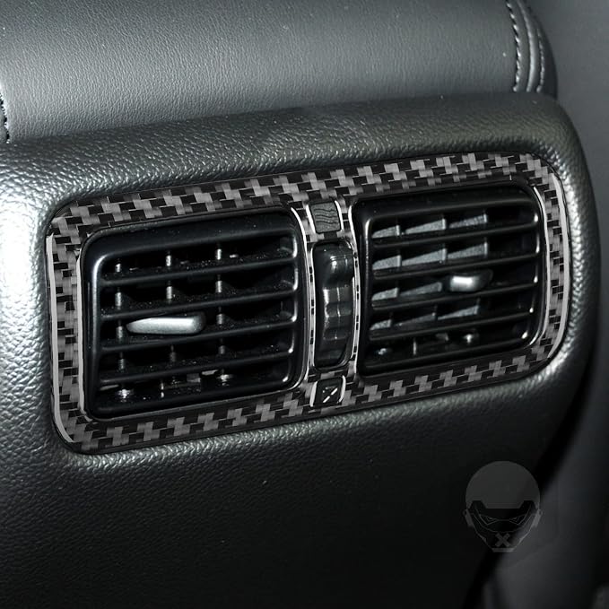Real Carbon Fiber Trim for Infiniti Accessories | for G35 G37 X S 2007-2010 Center Console Armrest Rear Air Vent Outlet Frame Interior Thick Overlay Decal - A
