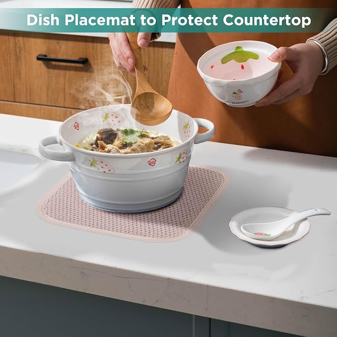 GeeRic Microfiber Dish Drying Mat, Super Absorbent Kitchen Dish Drying Pad, Reversible Gift Mats for Countertop, 7 * 7 inch Beige