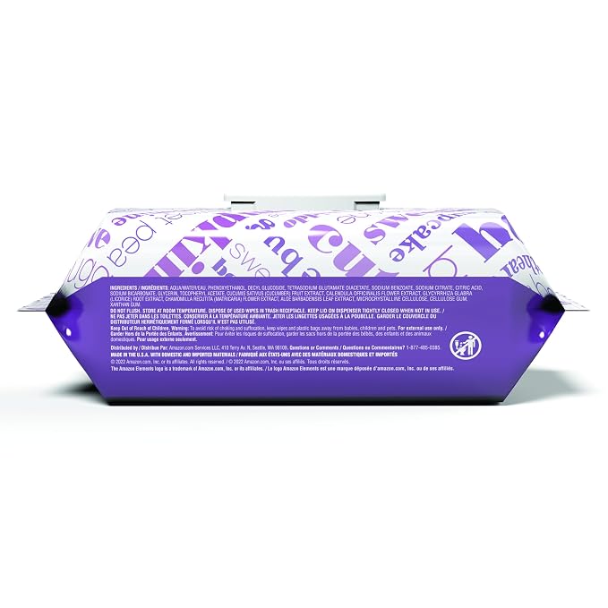 Amazon Elements Baby Wipes, Sensitive, Unscented, Cleans Gently, 810 Count, Flip-Top Packs, Pack of 9