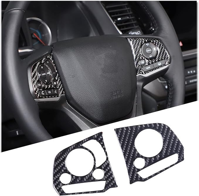 Direction Controller Button Cover, Car Steering Wheel Panel Protection Frame Sticker Trim for Honda Pilot 2016-2022/Passport 2019-2023, Carbon Fiber (Steering Wheel Button Frame)