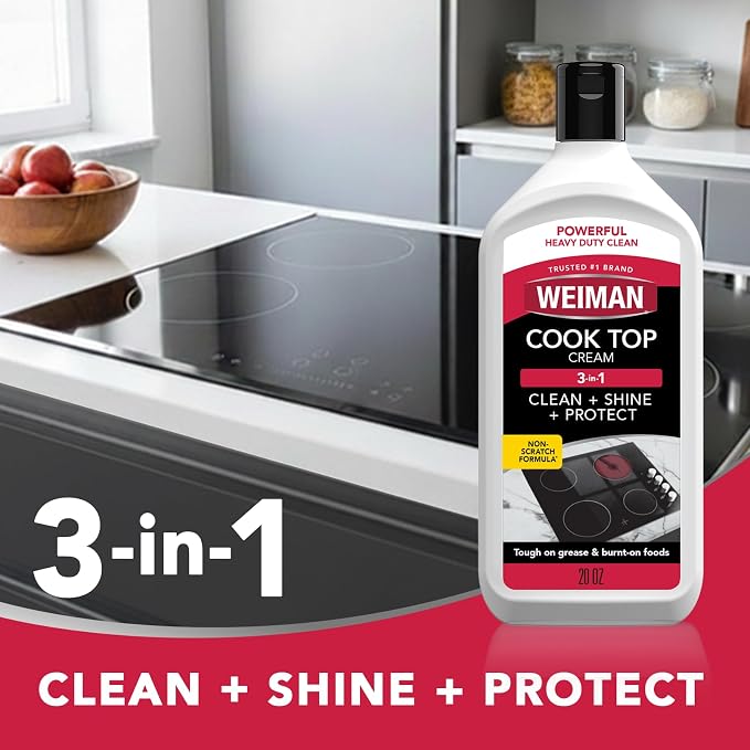 Weiman Stainless Steel Cleaner & Cooktop Heavy Duty Polish - Powerful Appliance Kitchen Cleaning Kit