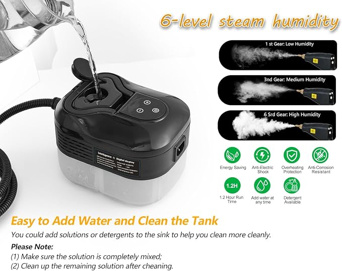 Foandbevi Handheld Steam Cleaner, 2500W High Pressure Multi-Surface Steam Cleaner for Home Use, Car Steamer For Cleaning Auto Detailing Kitchen Floors Tools
