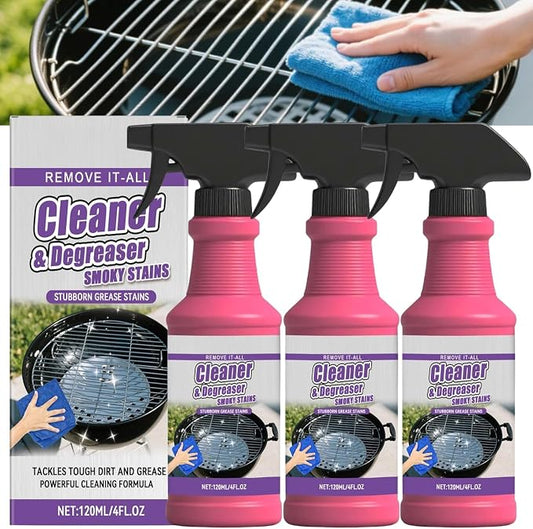 Heavy Duty Grill Grease Destroyer Spray, Professional Grade BBQ Cleaner, Multi-Purpose Grease Remover for Oven, Stove, Air Fryer, Outdoor Grill, Burnt Food & Grease, Powerful Kitchen Degreaser (3 PCS)