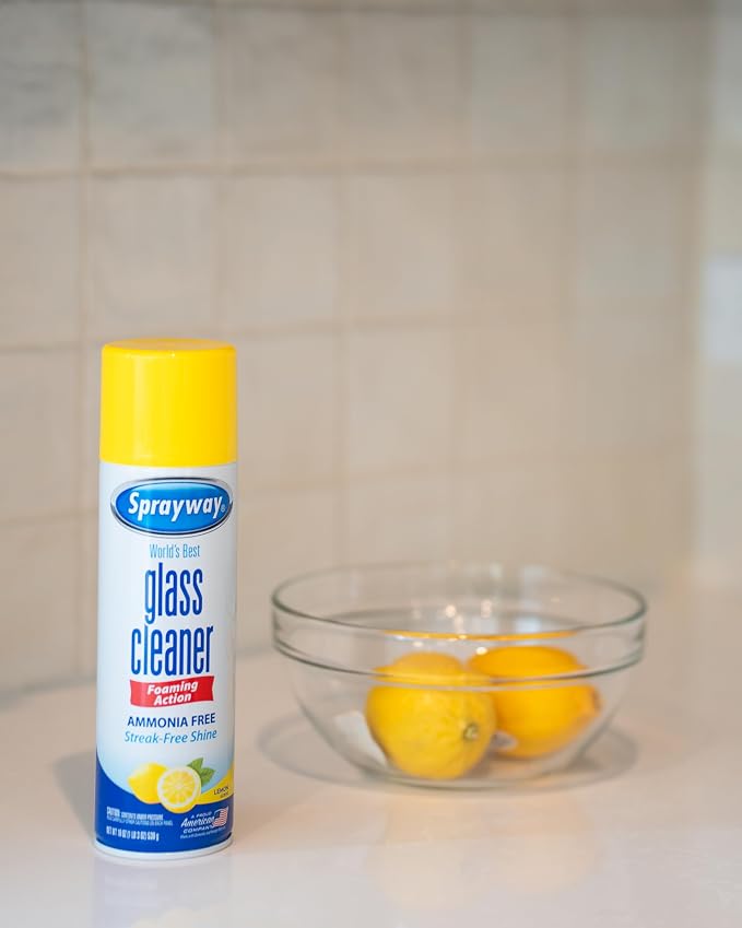 Sprayway Glass Cleaner Lemon Scent Foaming Aerosol Spray, 19oz, Pack of 6 | Ammonia-Free, Streakless, Fast-Acting | Cleans & Polishes Glass Surfaces | Removes Fingerprints, Dust, Dirt, Smoke Film | Ammonia-Free, Streak-Free Shine, Fast-Drying | for Win...