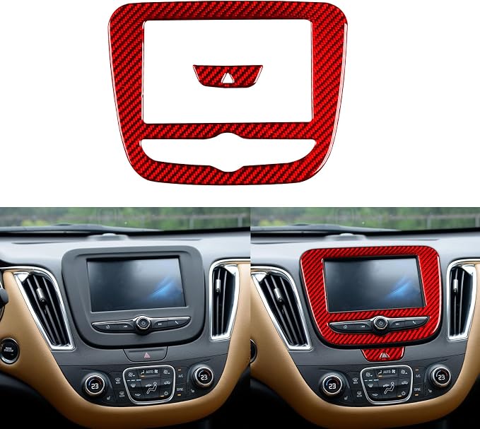 Real Carbon Fiber Trim for Chevy Malibu 9th Gen Accessories | for 2016-2018 Navigation Display Panel Cover Sticker Interior Thick Overlay Decal