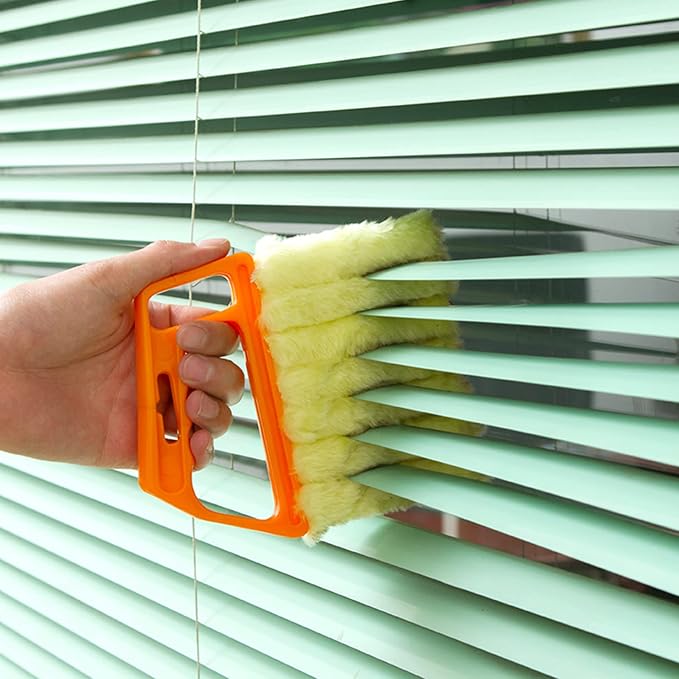Mwellewm 2Pcs Window Venetian 7 Finger Dusting Cleaner Tool and 1Pc Window Blind Cleaner Duster Brush Hand-Held Window Shutters Venetian Shades Brush for Air Conditioner Duster Dirt