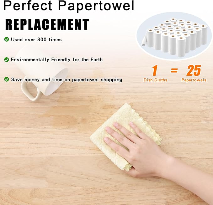 Homaxy 12 Pack Kitchen Dish Cloths (10 x 10 Inches, Cream Yellow), Super Soft and Absorbent Coral Velvet Dish Towels, Nonstick Oil Fast Drying Microfiber Cleaning Cloth, No Lint Household Dishcloths