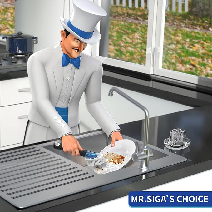 MR.SIGA Soap Dispensing Dish Brush Refills, 4 Pack