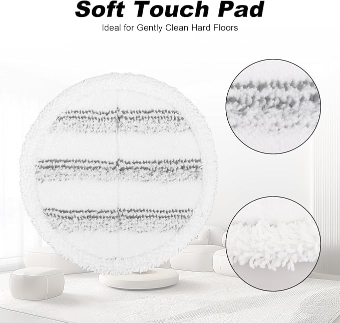 Electric Mop Pads, 6.3in Heavy Scrub Spin Mop Pads for Most Cordless Electric Spin Mop, Round Mop Replacement Pads for Floor Cleaning(8 Pack)