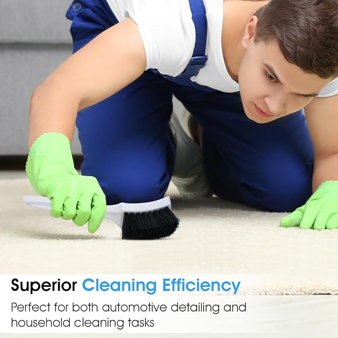 Nanoskin 8.5-Inch Deep Clean Stiff Scrub Brush for Carpets & Floor Mats, Black Nylon - Professional Automotive Detailing, Home Carpet Scrubber, Easy Grip Handle, High-Performance Cleaning Accessory