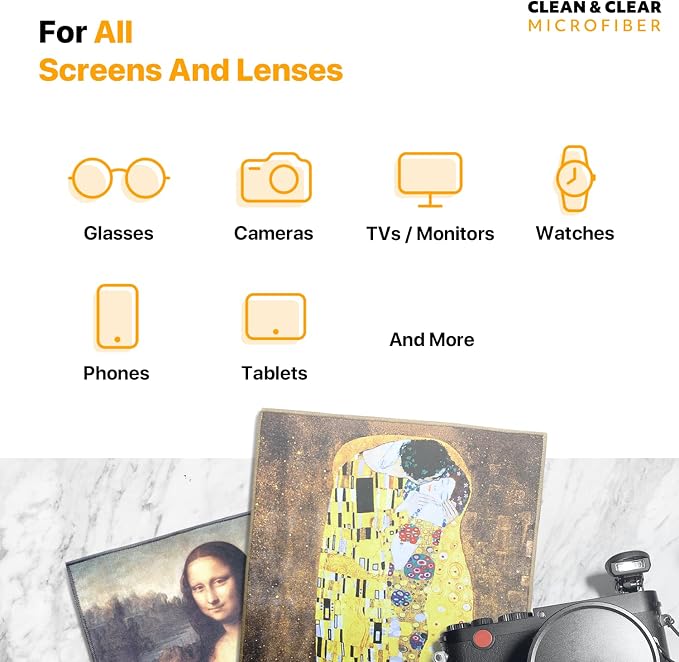 Large [6 Pack] Classic Art (Sunflowers) - Ultra Premium Quality Microfiber Cleaning Cloths (Best for Camera Lens, Glasses, Screens, and All Lens.), Microfiber Cloth